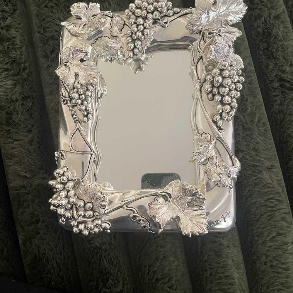 Ornate Silver Grape Vine Mirror